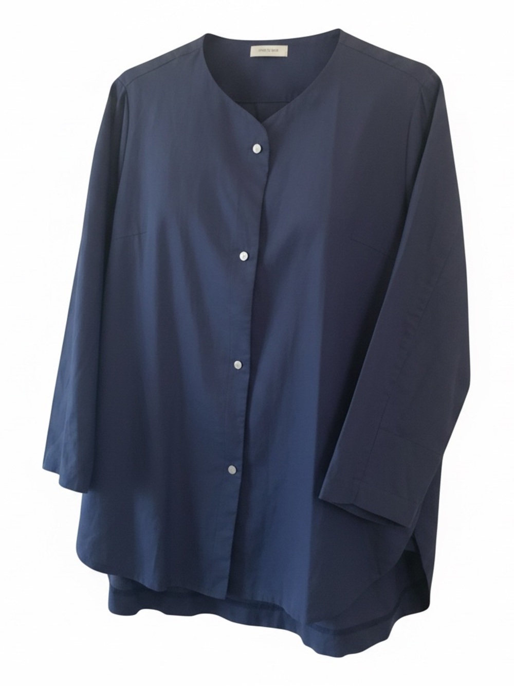 AROUND101 100% Linen Navy Button-Front Top, Pockets, Lightweight